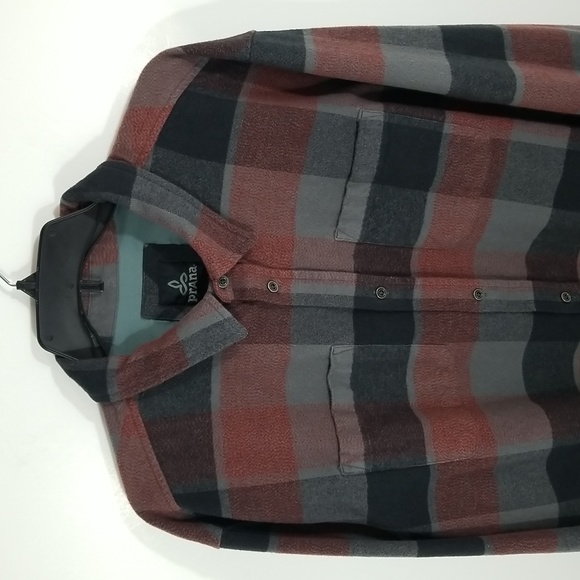 {Prana} The Brayden Long Sleeve Flannel Shirt in Gravel - Picture 4 of 16